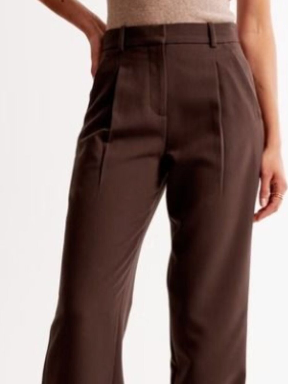 Curve Love A&F Quinn Tailored Straight Pant - Size 27L in Coffee